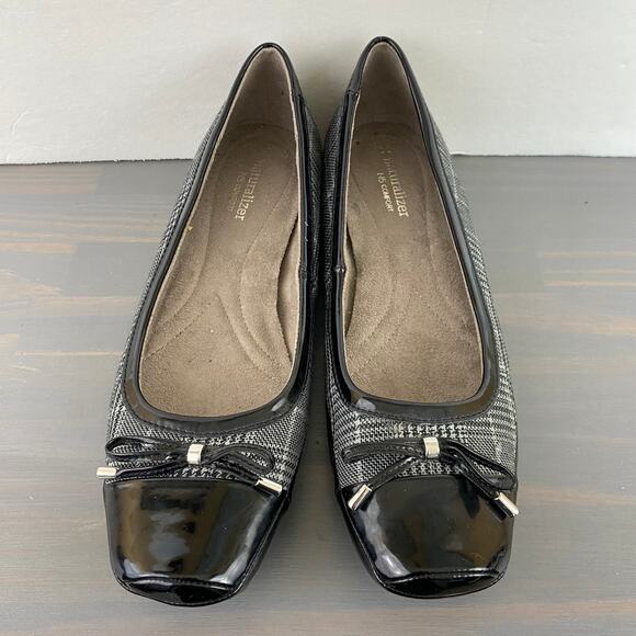Naturalizer N5 Plaid Comfort Ballet‎ Flats Women 8.5M 2-Tone Black Y2K Old Money - Picture 2 of 10